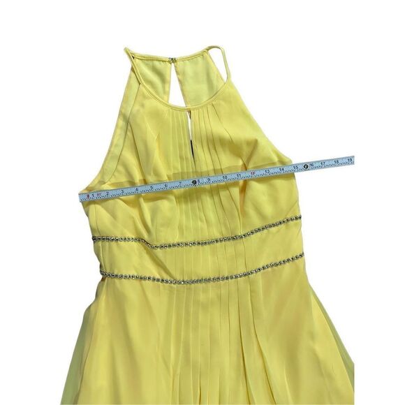 NEW Jenny Packham Lux Chiffon Halter Bridesmaid Gown with Beaded Trim Lemon Drop - Picture 8 of 12
